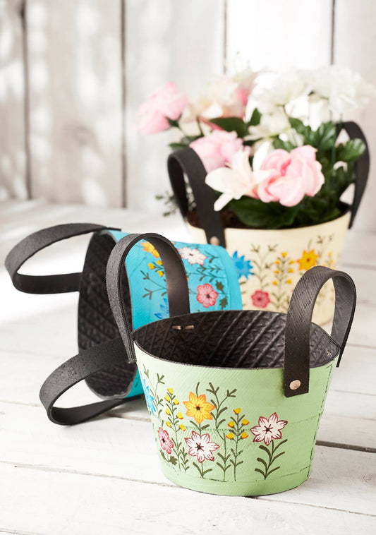 Floral Recycled Tyre Planters